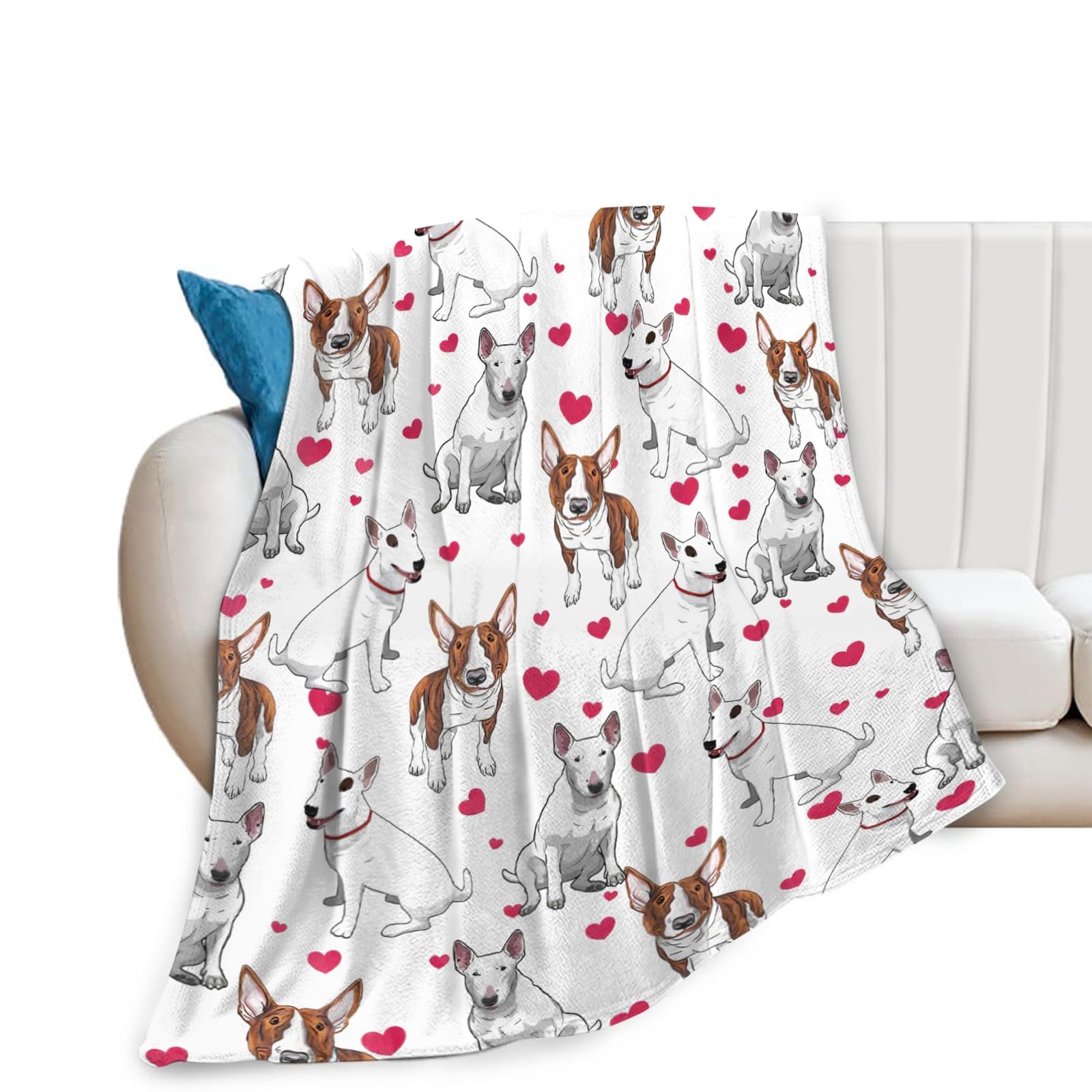 Bull Terrier Throw Blanket Dog Gifts for Girls Boys Women Men Kids Adults Sof...