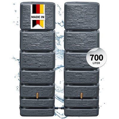 4rain SLIM STONE DECOR Wandtank-Set 700 L graphite grey