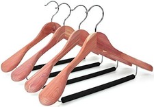 Unfinished American Red Cedar Wood Coat Suit Hangers, Luxury Wooden 4-Pack