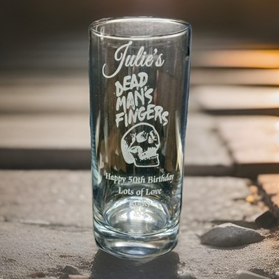 PERSONALISED DEAD MANS FINGERS GLASS RUM GLASS dad's uncle's Birthday Gift BOXED