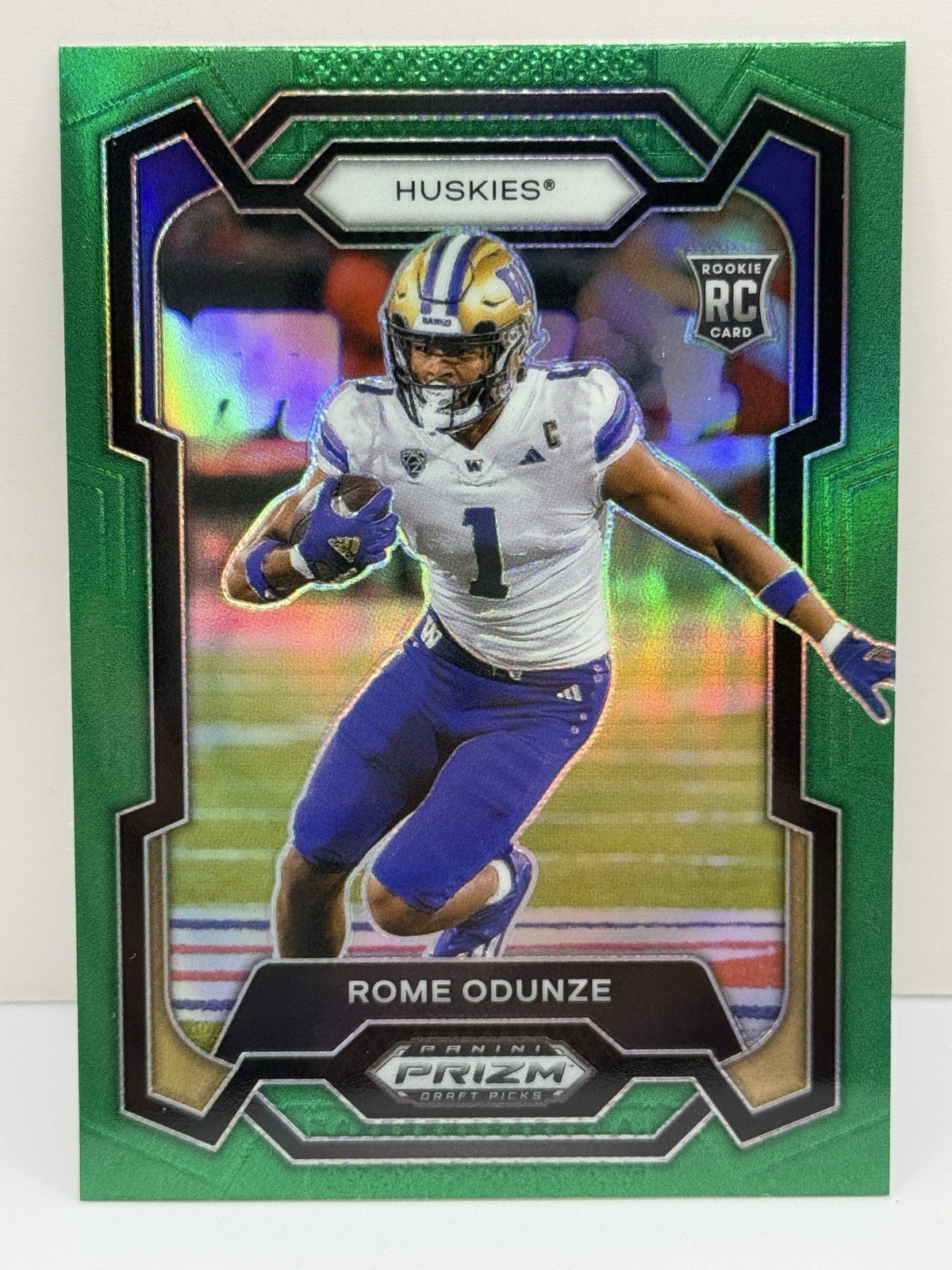 2024 Panini Prizm Draft Picks Green Prizm Rome Odunze RC Rookie Card #111 Bears