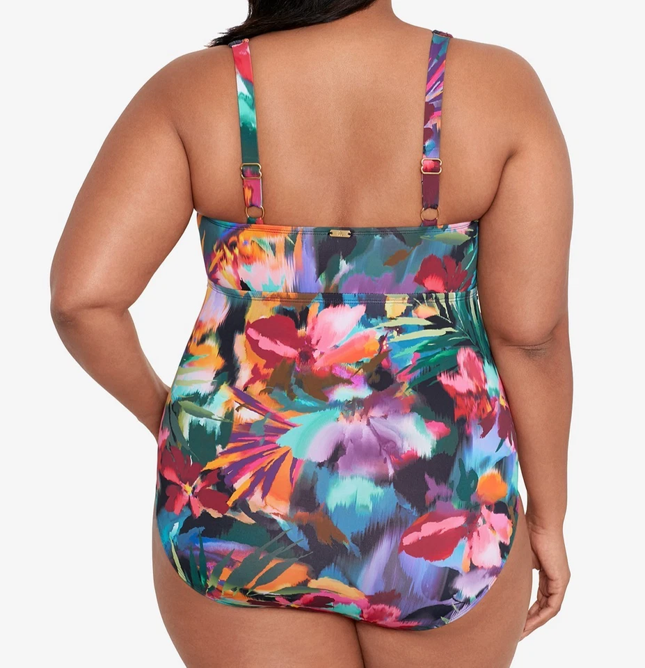 Traje de baño de una pieza retorcido sobre el hombro talla grande Lauren Ralph Lauren, 16W Foto 3 de 4