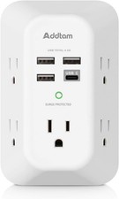 Addtam USB Wall Charger Surge Protector 5 Outlet Extender with 4 USB Charging