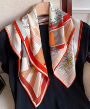 70 Cashmere 30 Silk Neckerchief floor Print Scarf Bandana 65X65cm Shawl new