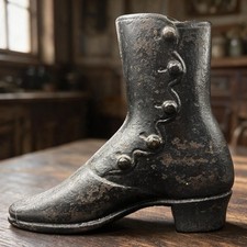 Antique Victorian Cast Iron Button Left Boot Mannequin Display J R Palmenberg NY