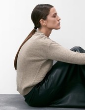 Marks & Spencer Womens Beige Merino Crew Long sleeved Jumper - M&S