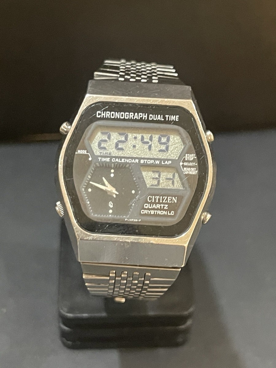 RARE Citizen Crystron LC 4-097416 Men's 1970s Ana-Digi Chronograph