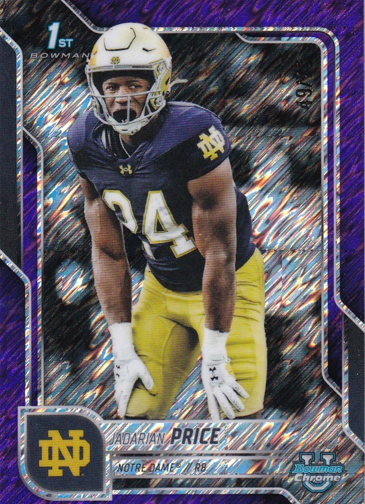 2025 Bowman Chrome U Jadarian Price 49/75 Purple Shimmer #117 Notre Dame