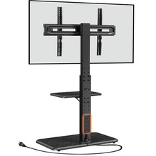 Floor TV Stand with Power Outlet, Universal TV Stand for 32-75 inch TVs up to...