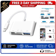 4 in 1 Lightning to SD Card Reader for iPhone iPad, USB OTG Adapter, SD/TF