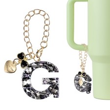 Letter Charm for Stanley Tumbler Cup, Bow Heart Initial g Letter Charm, Black