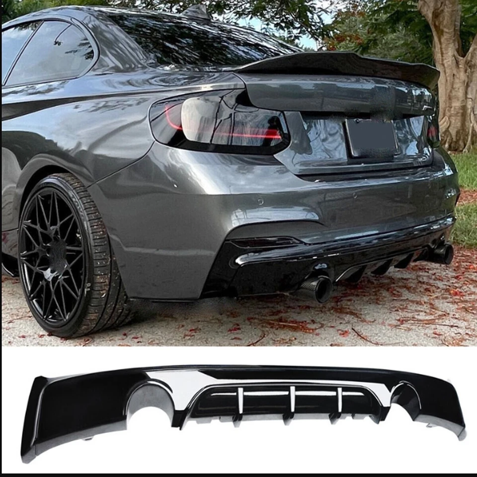 Labio difusor parachoques trasero negro brillante para BMW F22 F23 230i M240i M Sport 2014-19 Foto 3 de 4