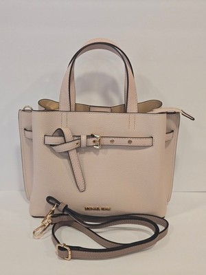 Michael Kors Leather Emilia Small Pebbled Leather Satchel Purse Blush Pink Bag