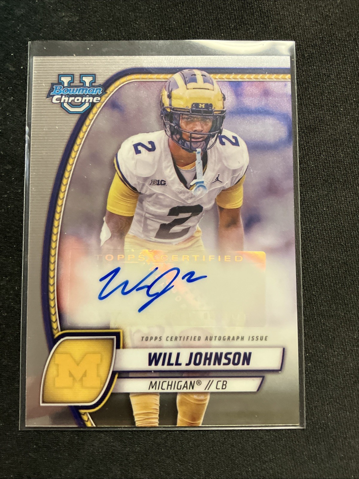 2024 Bowman Chrome University Will Johnson Autograph Michigan