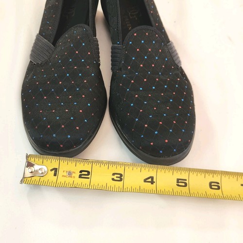 Daniel Green Satin Flats Women’s Size 6.5 Black with Red Blue Polka Dots Slip-On - Picture 9 of 9
