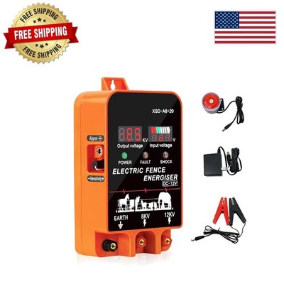 Dual Power 5.5J Electric Fence Energizer with LCD Display & Alarm - 12KV Output