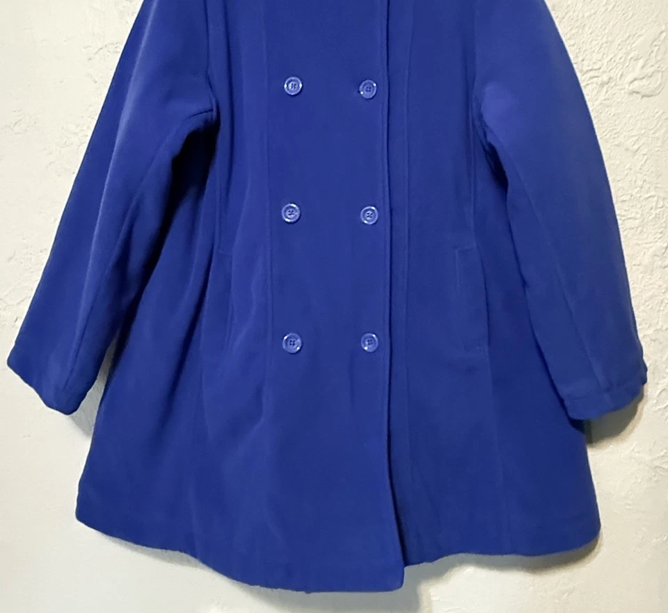 Abrigo con Capucha Woman Within Azul Chaquetón Doble Pecho Chaqueta Forrada Acolchada 24W Foto 3 de 4