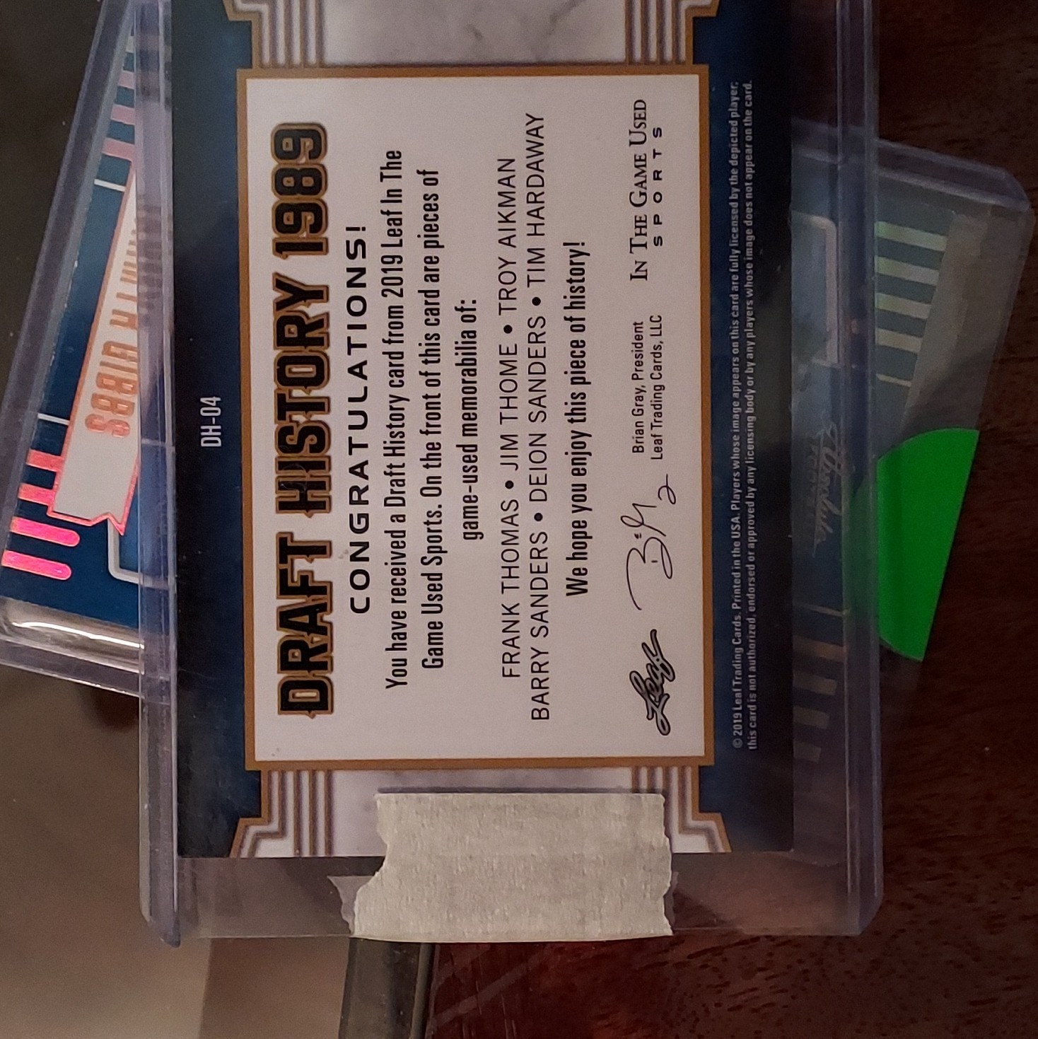 Leaf In The Game Used 2019 Draft History Barry/Deion Auto MEM DH-04 /30 view 4