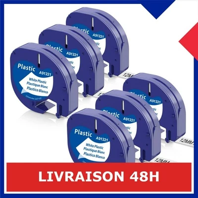 6 Rubans Étiquettes Aken 12 mm x 4 m Compatibles Dymo LetraTag - Photo 1/4