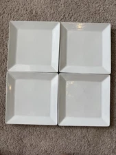 Williams Sonoma White Open Kitchen Salad Plate Square 8.25” Rare Set Of 4