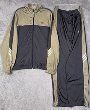 Vintage Adidas Track Suit Mens L Jacket Pants Set Y2K Military Green Hip Hop