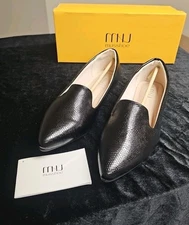 New Musshoe Womens Flat Black Snakeskin Design Size 9