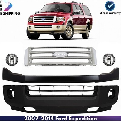 Front Lower Bumper Cover & Grille Assembly Kit For 2007-2014 Ford Expedition