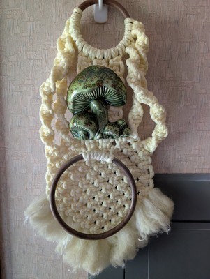 Handmade Macrame Mushroom Decorative Wall Hanging Yellow