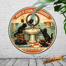 Black Cat Silhouette Aluminum Metal Wall Art Sign 8x12