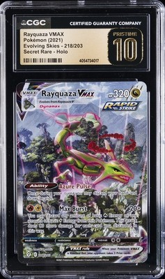 2021 POKEMON EVOLVING SKIES SECRET RARE #218 RAYQUAZA VMAX CGC 10