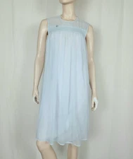 Vtg 50s 60s Queentex nylon nightie blue S-ML  Lounge Sleep Dress Nightgown 