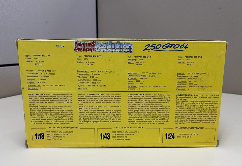 Jouef 1/18 Scale Diecast 48823 - Ferrari 250 GTO 1964 #27