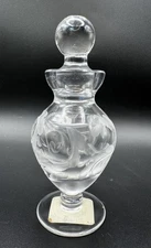 Marquis By Waterford Lead Crystal Perfume Bottle w/Stopper Floral Frosted Design