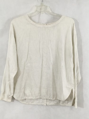 LOFT Woman’s 100% Cotton Long Sleeve Lightweight Back Buttons Boho Top Size L
