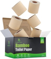Bamboo Toilet Paper 24 Rolls 3PLY 300 Sheets PFAS Free Unbleached FSC Organic