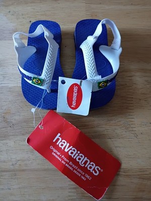 Havaianas Kids Flip Flops D19 E19 Blue and White Made in Brazil 10/2018 0/1