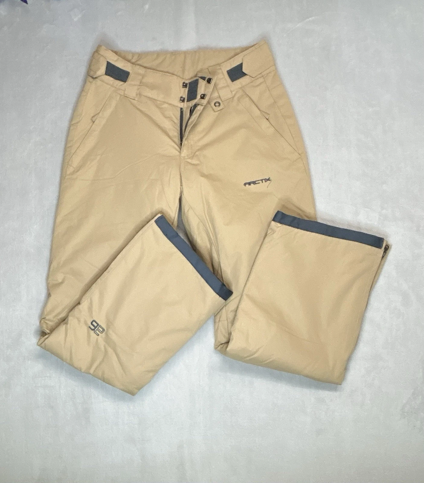 Arctix Insulated Snow Pants Women Medium Tan Khaki Ski Zip Vents Boot Gaiter