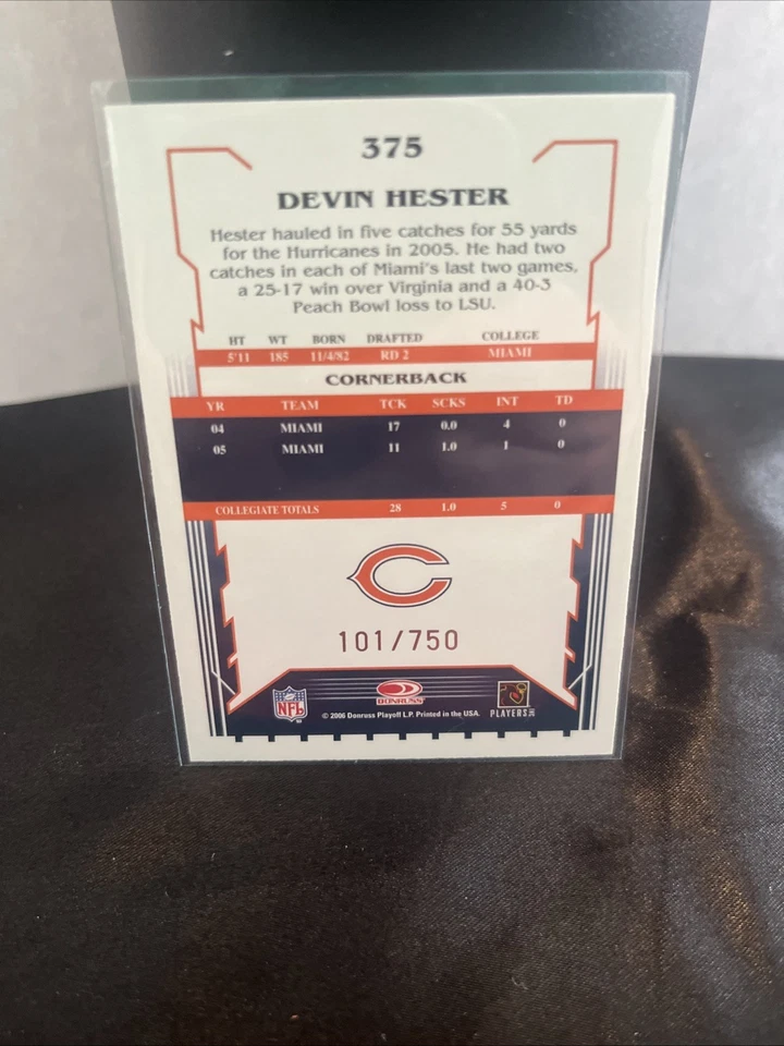 2006 Donruss Score Scorecard /750 Devin Hester Chicago Bears (RC) - Image 2 of 2