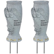 Cemetery Vase, Memorial Grave Vase with Ground Spikes, Angel Vases for Artifi...