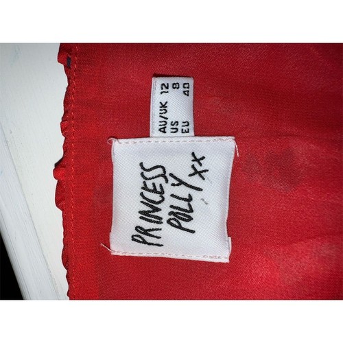 Prinzessin Polly Damen Blumen Crop Top rot M 8 Rüschen Prärie Milchmädchen Cottagecore - Bild 5 von 12