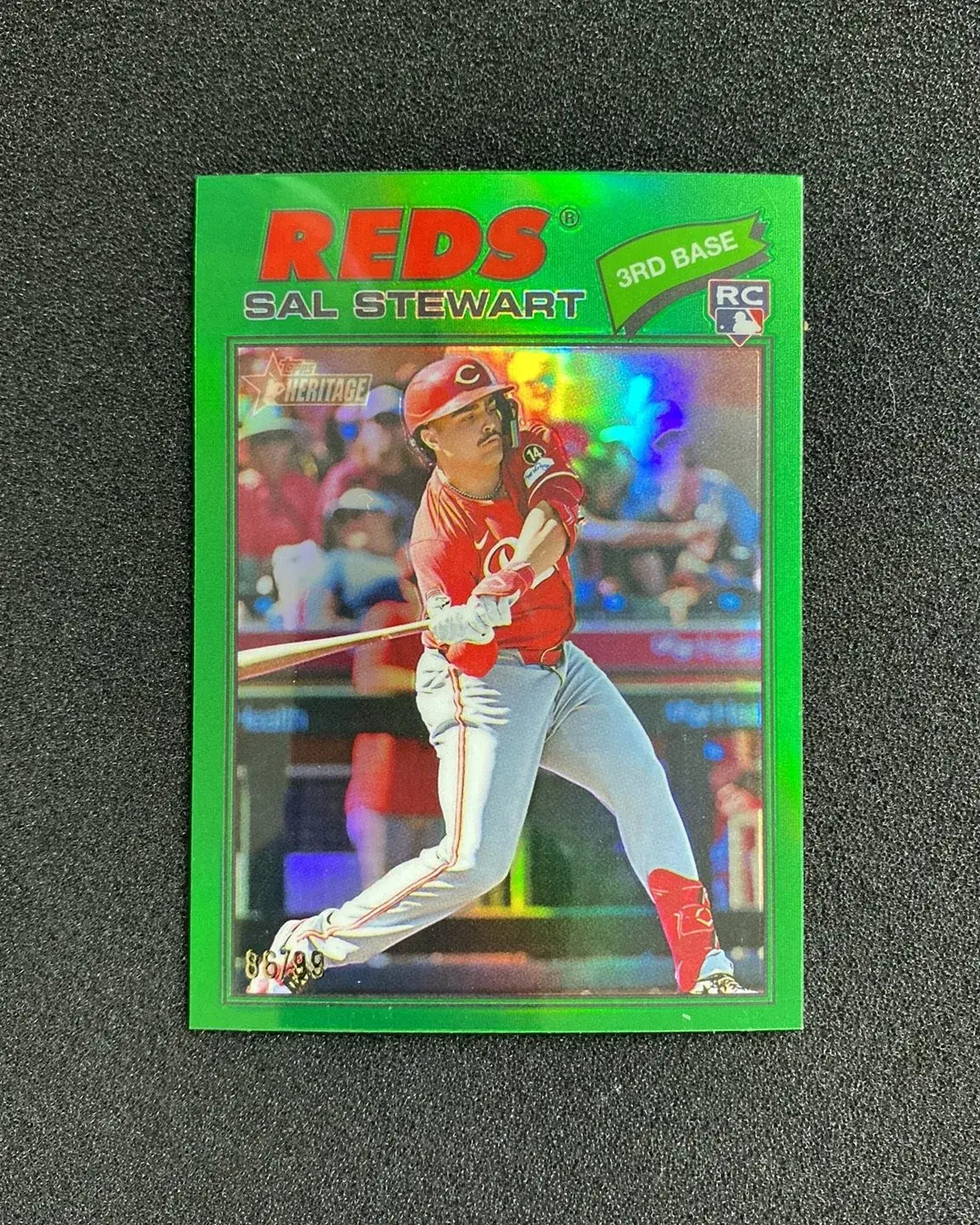 2026 Topps Heritage Chrome Green Border #221 Sal Stewart RC Rookie 86/99 QI95
