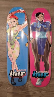 HUF x Street Fighter Chun Li Skateboard Deck 8.5 and Cammy Limited Edition