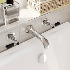 Black Topaz Lever Handles Wall Mounted Bath Lever Handle Stop Start Taps