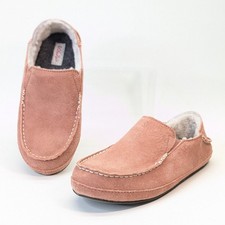 OluKai Nohea Slippers Women's 8 Cedarwood Nubuck Shearling Lined Moccasins