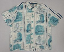 Vintage Jams World Hawaiian Rayon Nautical Sailing Yachting Aloha Shirt XXL