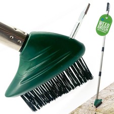 Angled Weed Remover Tool Brush Long Handle with Built In Weed Scraper Tool Moss