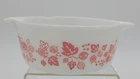 Vtg Pyrex Gooseberry pattern #472 1-1/2 pint Casserole Pink Glass NO lid CHIPPED