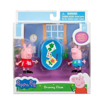Peppa Pig And George Drawing Class Mini Figure Play Toy with Table Accessory Set