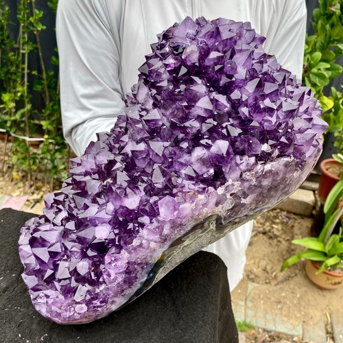 33.9LB Natural Amethyst geode quartz cluster crystal specimen Healing - 第 1/15 張圖片