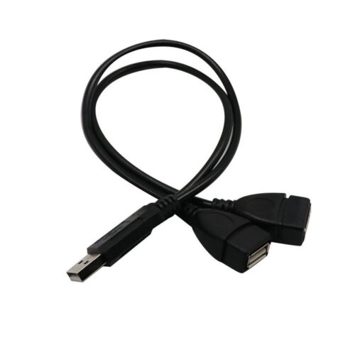 USB 2.0 A Male To 2 Dual Female Jack Y Splitter Hub Power Cord Adapter Cable - Afbeelding 1 van 5
